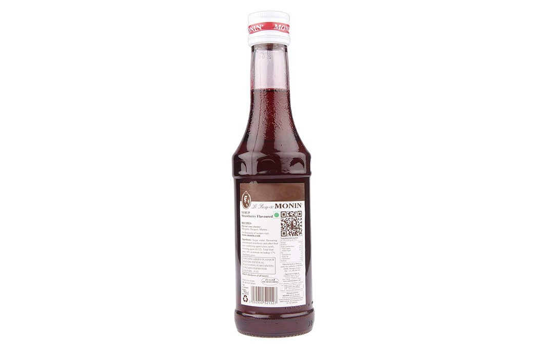 Monin Fraise Strawberry Syrup    Glass Bottle  250 millilitre